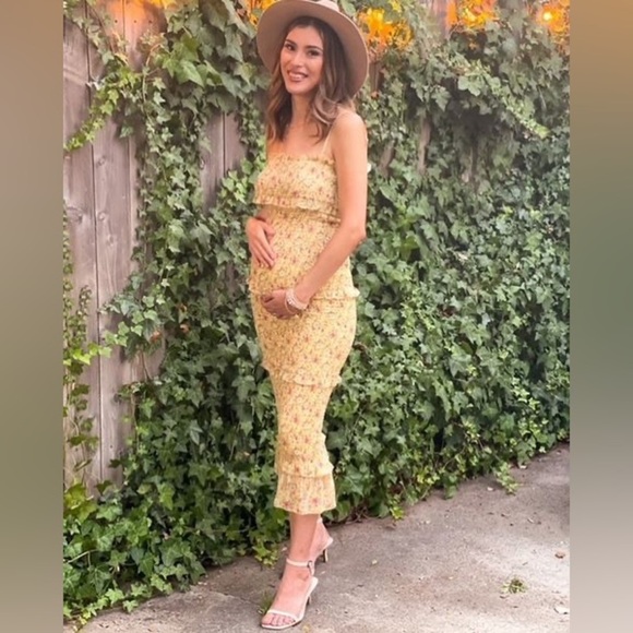 Pinkblush floral smocked bodycon midi dress nwot - Picture 9 of 14